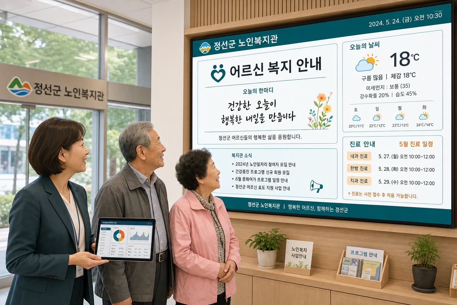 정선 디지털 사이니지 · 노인복지 행정 간소화